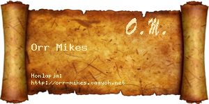 Orr Mikes névjegykártya